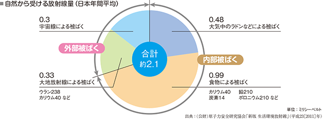 自然から受ける放射線量(日本年間平均)